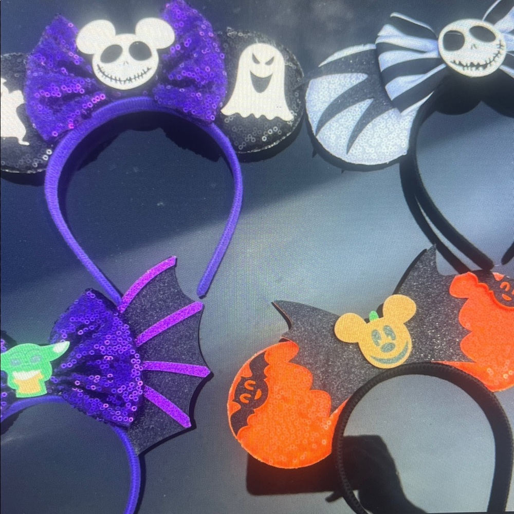 Three pairs of Halloween Themed Mickey Mouse Ears Headbands